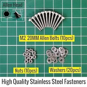 20 MM Metric M2 Stainless Steel Allen Hex Socket Screw Bolt Nuts & Washer set.