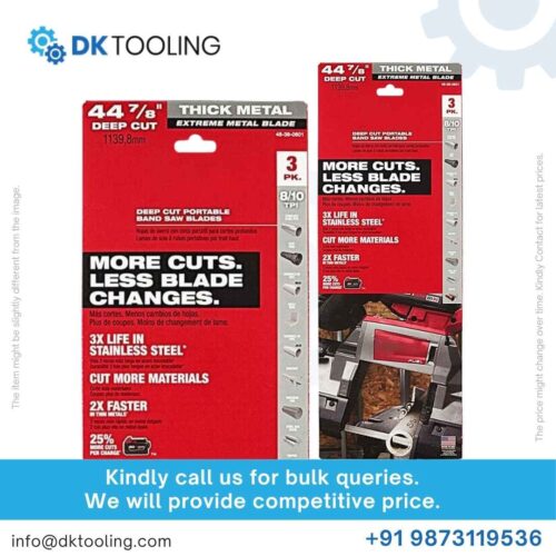 Ediorxeo Bandsaw Blades for Milwaukee | 3-Pack 44-7/8″ 8/10 TPI Extreme Thick Metal Cutting Blades | Heavy Duty Bi-Metal for Deep Cut Portable Saws