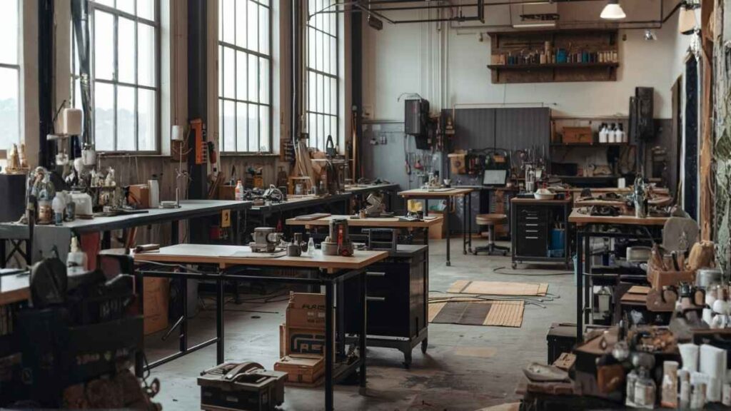 Industrial tools and equipment used in modern manufacturing plant