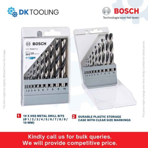 Bosch Drill Bits Set – Professional HSS PointTeQ 10-Piece Metal Bit Kit