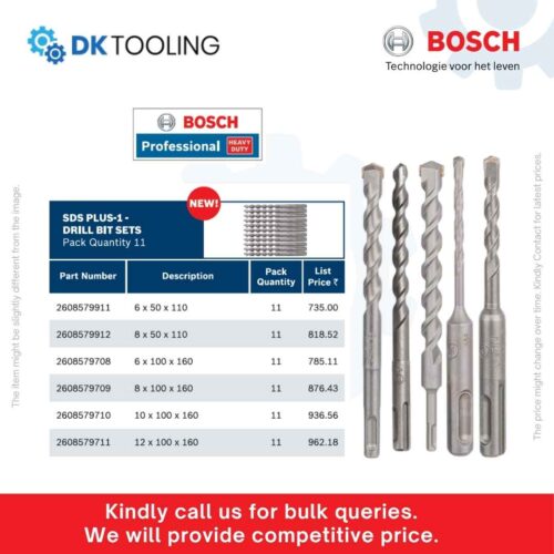 Bosch Drill Bit Sets SDS Plus-1 – High Performance Industrial Grade Drill Machine Kit (11 Pcs Pack)