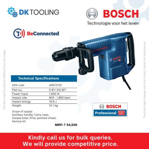 Premium DEMOLITION HAMMER GSH 11 E Promo | Bosch Professional 1500W 16.8J SDS-Max Breaker | Heavy-Duty Concrete & Masonry Demolition Kit with RTec Chisel & Case