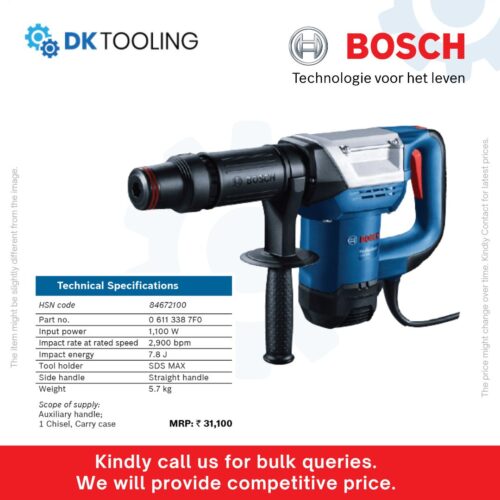 Premium DEMOLITION HAMMER GSH 500 MAX | Bosch Professional 1100W 7.8J SDS-Max Breaker | Heavy-Duty Concrete & Masonry Demolition with Carry Case