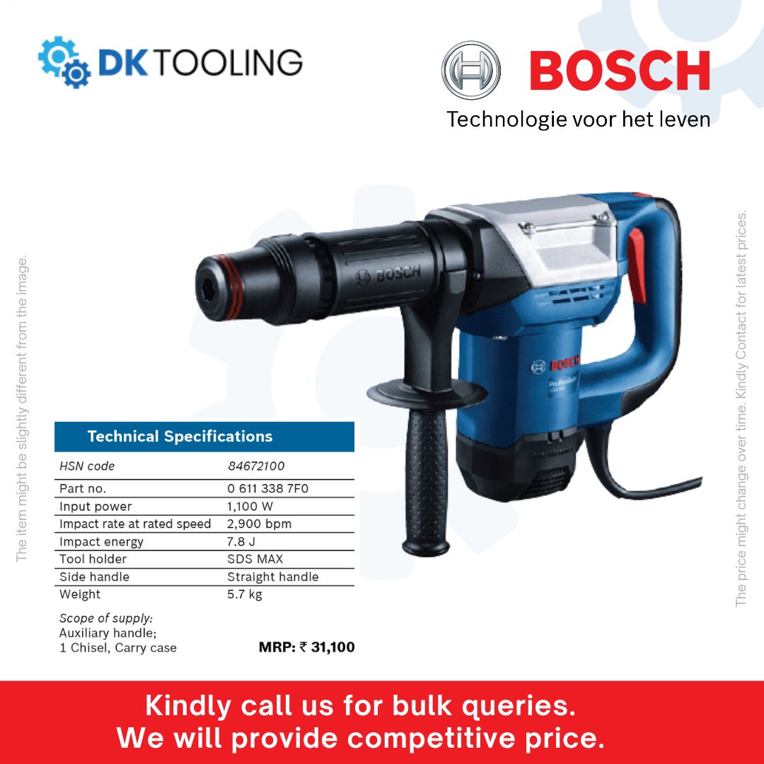 Premium DEMOLITION HAMMER GSH 500 MAX Bosch Professional 1100W 7.8J SDS-Max Breaker Heavy-Duty Concrete & Masonry Demolition with Carry Case